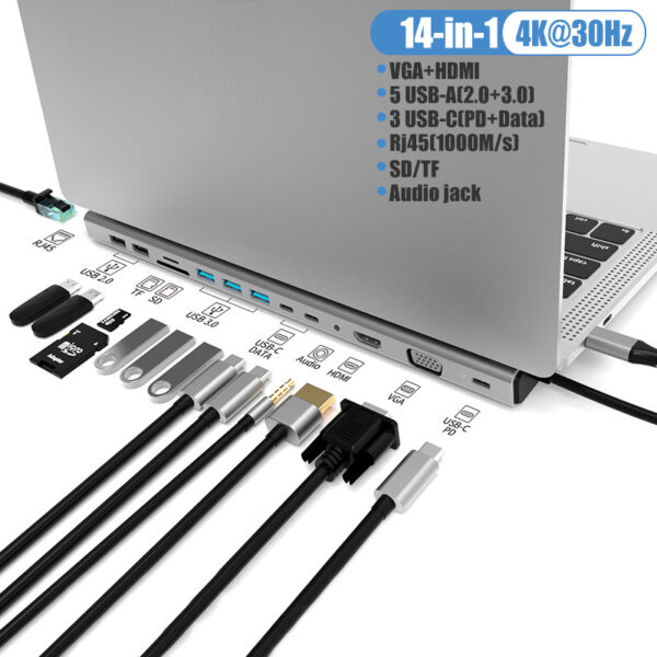 14 in 1 usb c docking station with stand