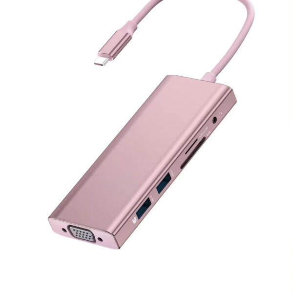 9 in 1 usb c hub pink 9port