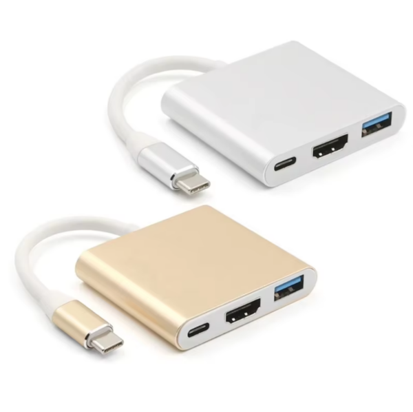 3 in 1 usb c hub golden and silver 01 1