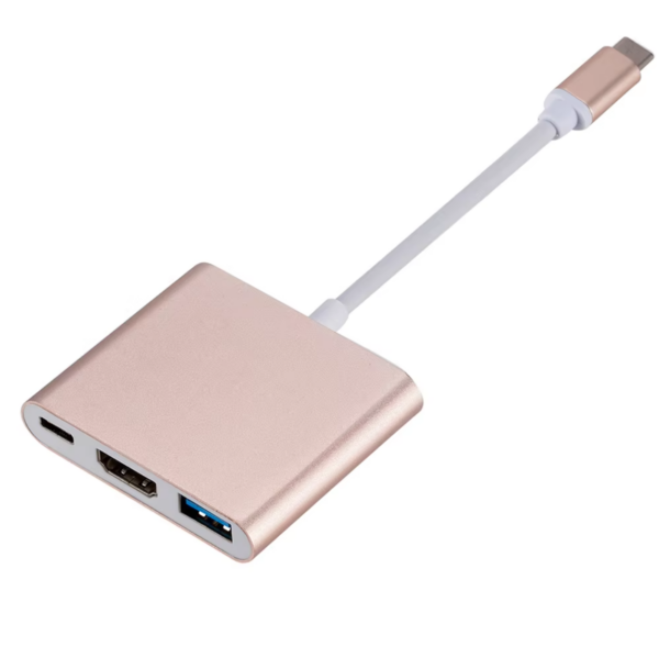 3 in 1 usb c hub rose gold 1